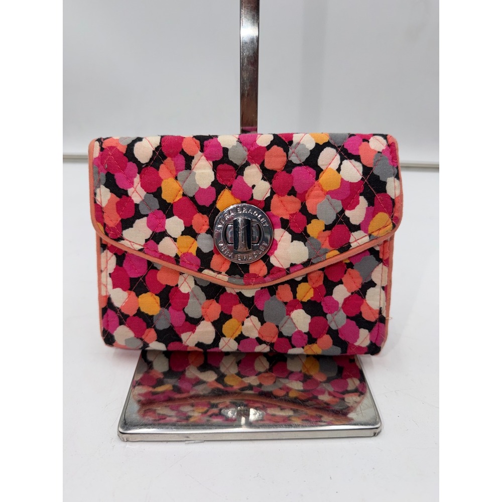 Vera Bradley All In One Crossbody Wallet Pixie Confetti Cotton Turnlock Clutch